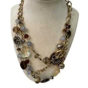 You‎ & i Elegant Multi-Strand Beaded Gold Necklace Boho Vintage Quiet Luxury Y2K